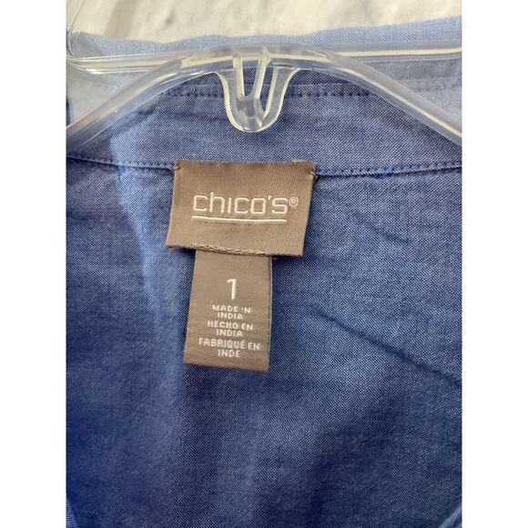 Chico’s Size 1 (S) Button Up Beaded Pkt Accent - Picture 4 of 8